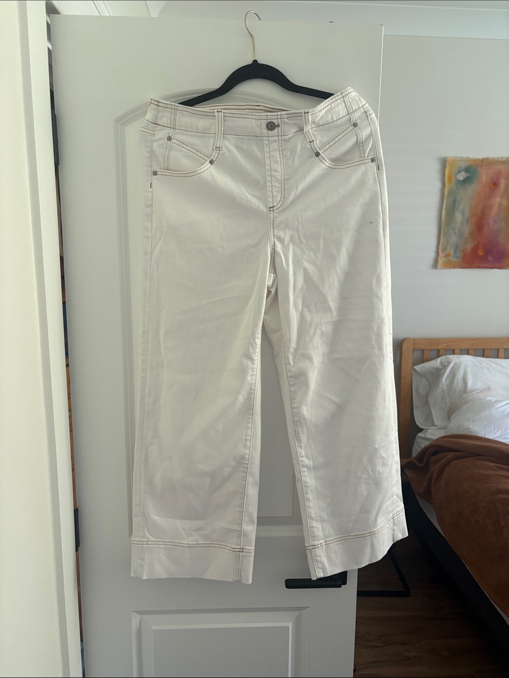 Chico's Cream Cropped Wide-Leg Jeans